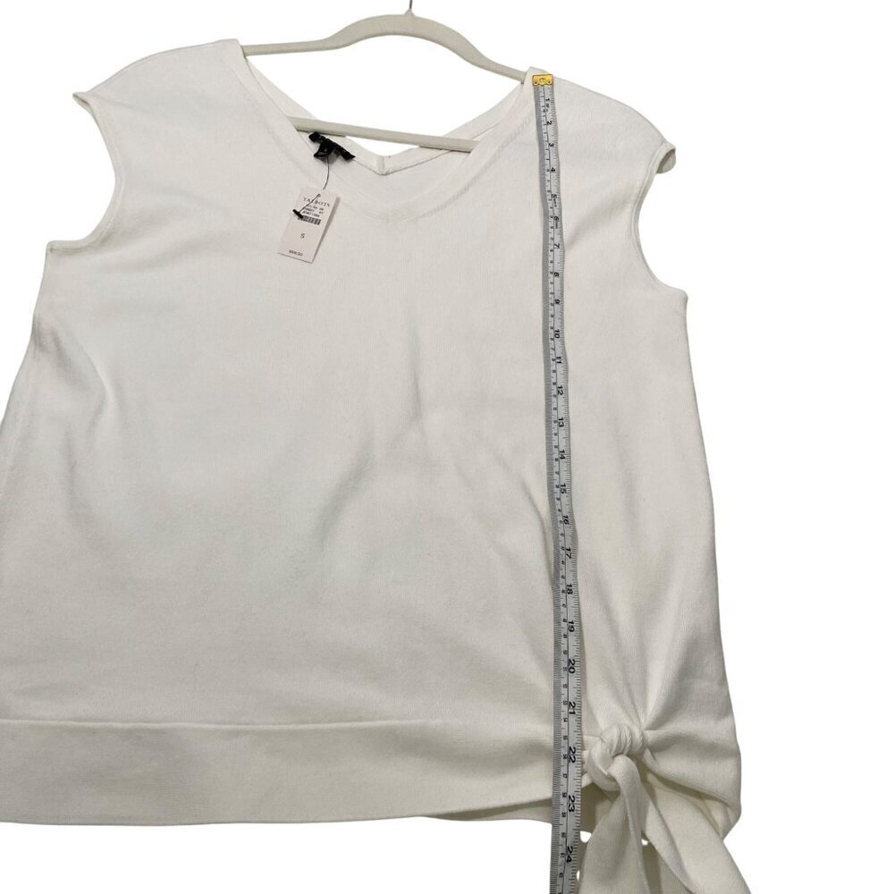 Talbots Womens White V-Neck Sleeveless knot Top Side Tie Detail NWT women's S - Picture 8 of 8